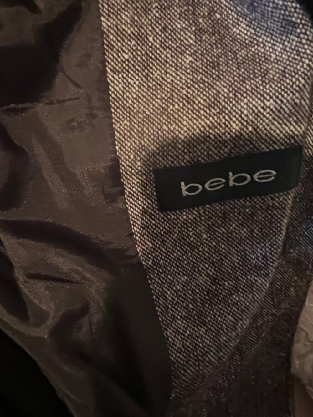 VINTAGE Y2K BEBE TWO PIECE SKIRT JACKET TWEED SUIT SIZE 8 / 10 - Picture 7 of 11
